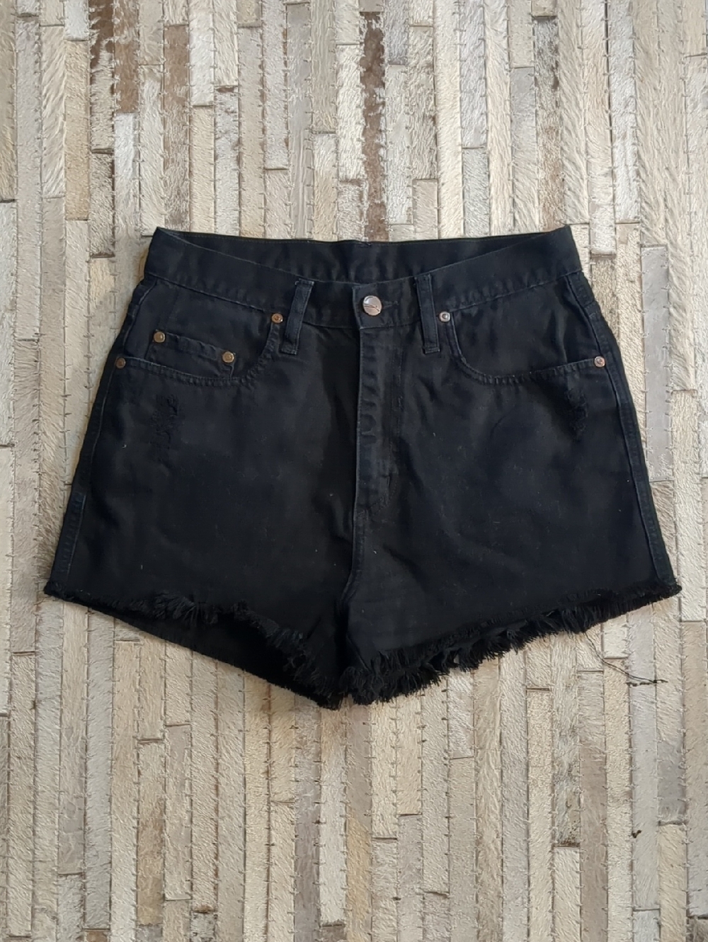 Nobody Denim Women's Size 26 Black Frayed Hem Denim Shorts